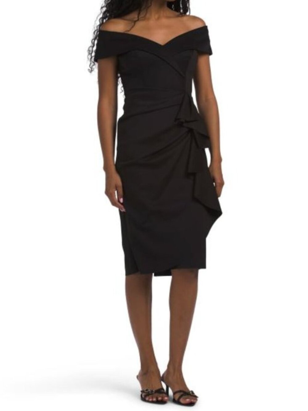 XSCAPE Made In Usa Scuba Off The Shoulder Cocktail Dress